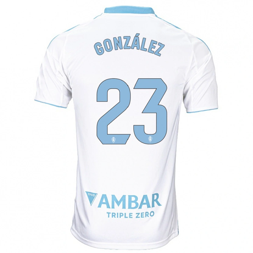 Danxen Uomo Maglia Álex González #23 Bianco Azzurro Kit Gara Home 2025/26 Maglietta