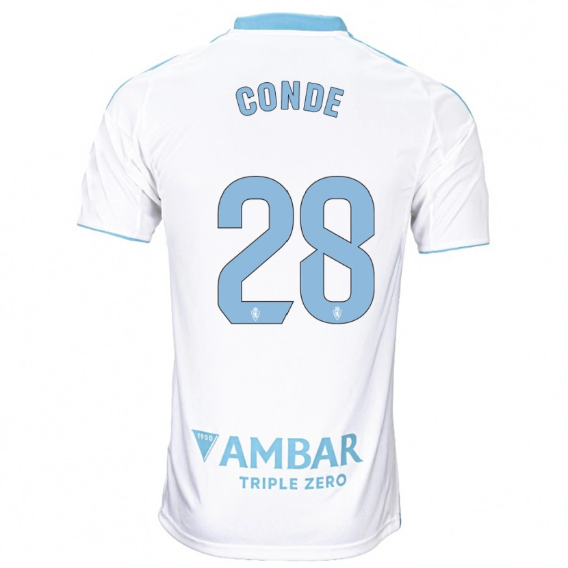 Danxen Uomo Maglia Miguel Conde #28 Bianco Azzurro Kit Gara Home 2025/26 Maglietta