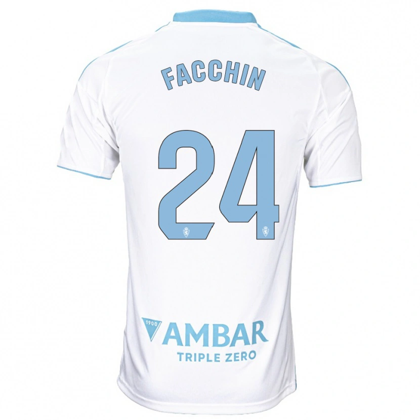 Danxen Uomo Maglia Enzo Facchin #24 Bianco Azzurro Kit Gara Home 2025/26 Maglietta