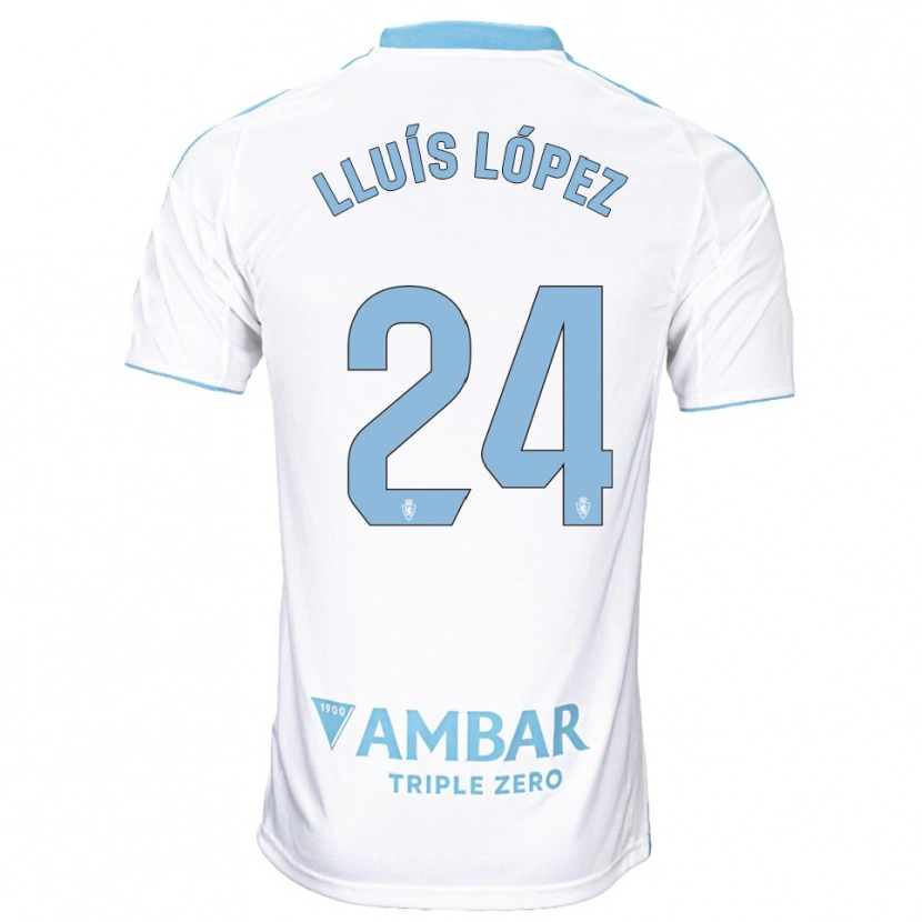 Danxen Uomo Maglia Lluís López #24 Bianco Azzurro Kit Gara Home 2025/26 Maglietta