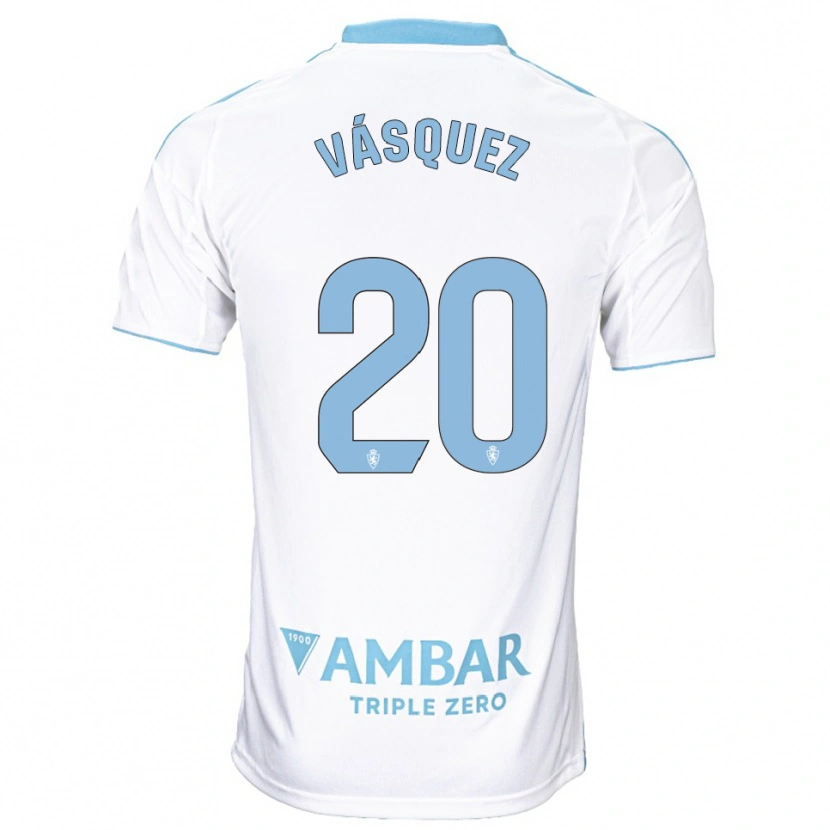 Danxen Uomo Maglia José Vásquez #20 Bianco Azzurro Kit Gara Home 2025/26 Maglietta