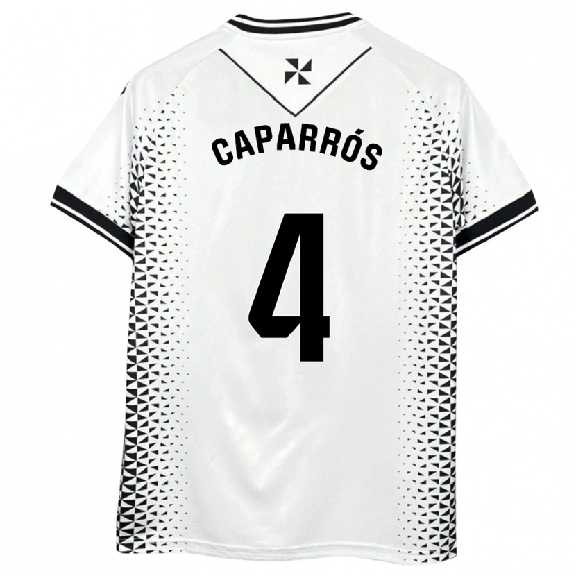 Danxen Uomo Maglia Albert Caparrós #4 Bianco Nero Kit Gara Home 2025/26 Maglietta