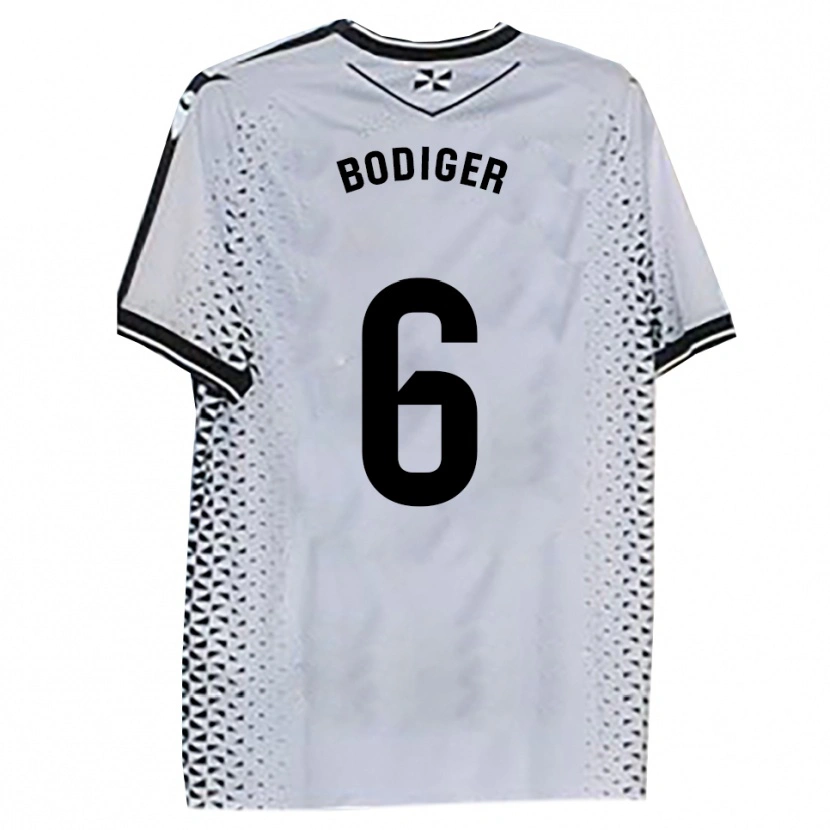 Danxen Uomo Maglia Yann Bodiger #6 Bianco Nero Kit Gara Home 2025/26 Maglietta