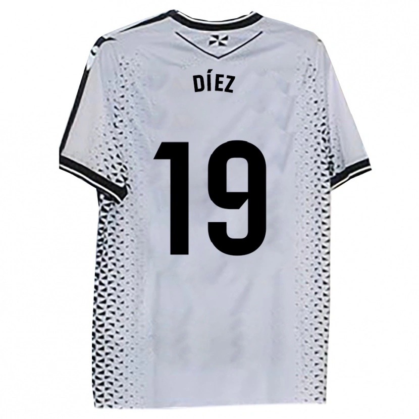 Danxen Uomo Maglia Rubén Díez #19 Bianco Nero Kit Gara Home 2025/26 Maglietta