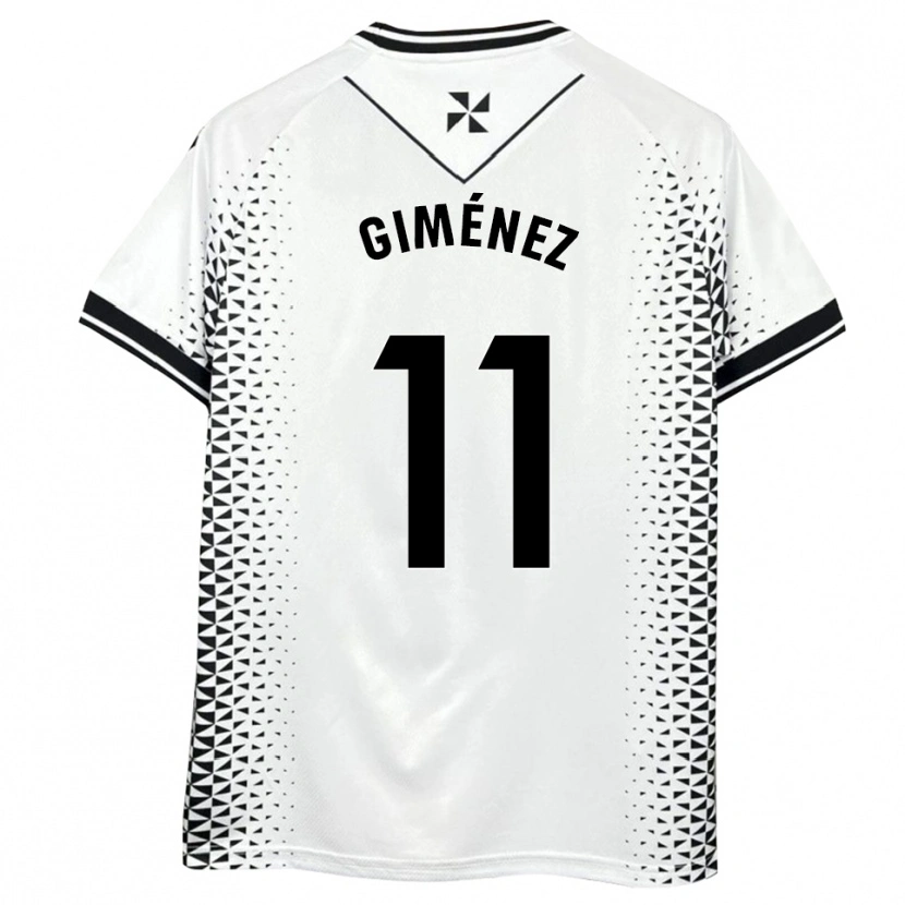 Danxen Uomo Maglia Gonzalo Giménez #11 Bianco Nero Kit Gara Home 2025/26 Maglietta