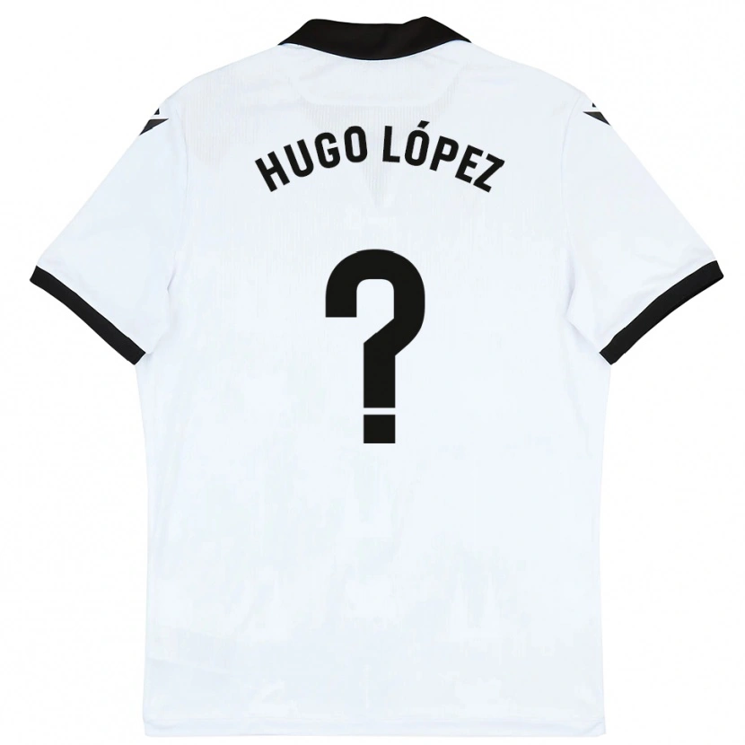 Danxen Uomo Maglia Hugo López #0 Bianco Nero Kit Gara Home 2025/26 Maglietta
