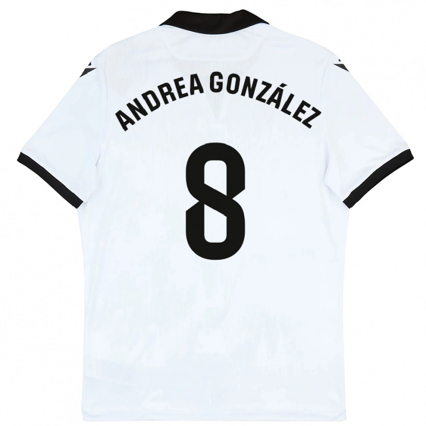 Danxen Uomo Maglia Andrea González #8 Bianco Nero Kit Gara Home 2025/26 Maglietta