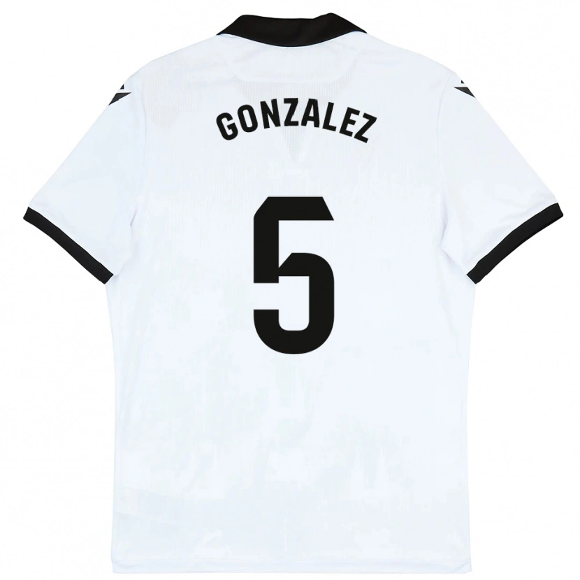 Danxen Uomo Maglia Sergio González #5 Bianco Nero Kit Gara Home 2025/26 Maglietta