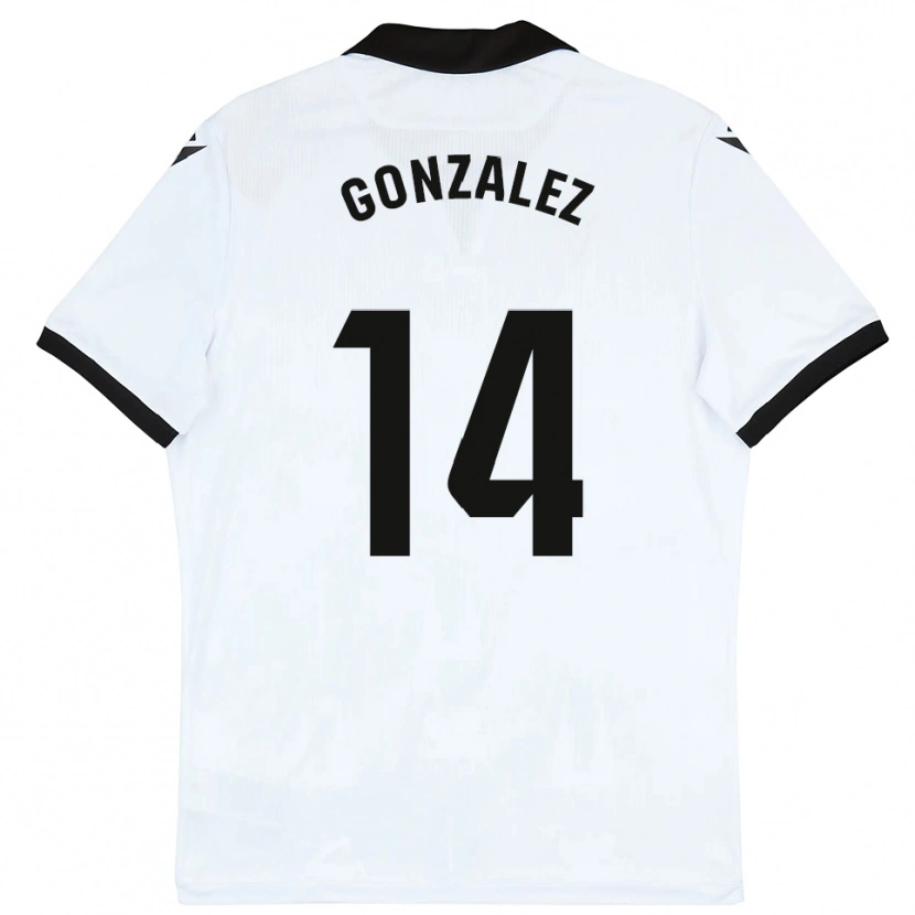 Danxen Uomo Maglia David González #14 Bianco Nero Kit Gara Home 2025/26 Maglietta