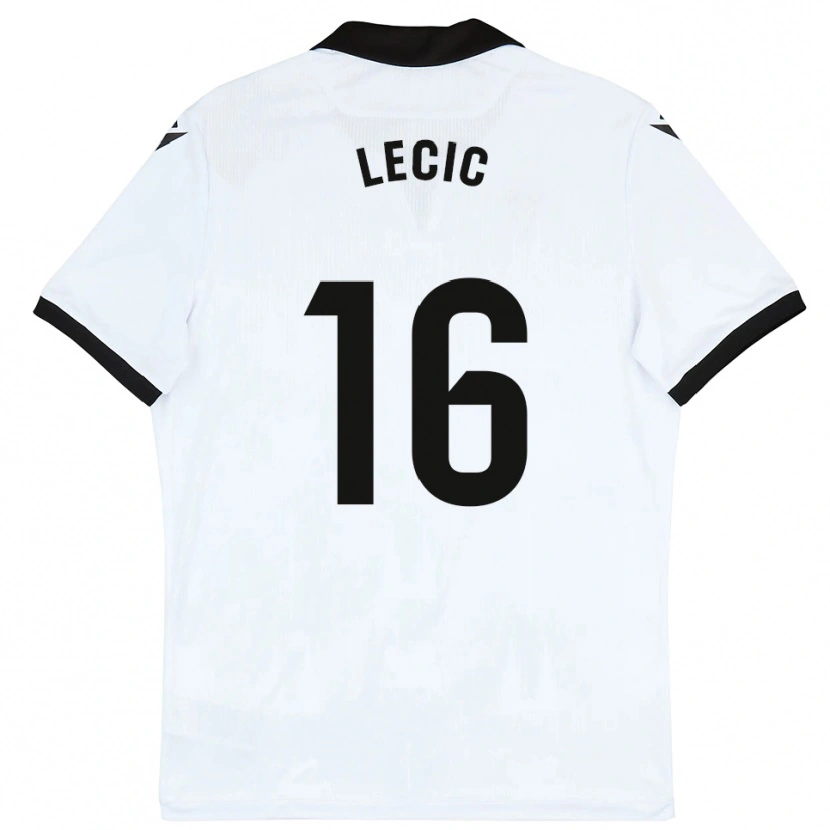 Danxen Uomo Maglia Luka Lecic #16 Bianco Nero Kit Gara Home 2025/26 Maglietta