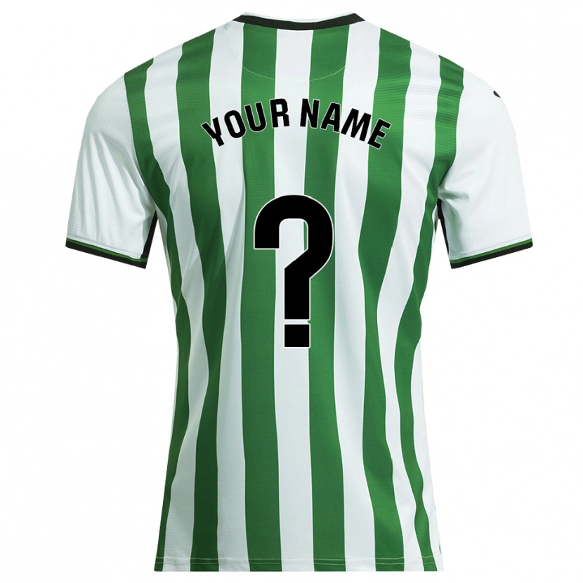 Danxen Uomo Maglia Il Tuo Nome #0 Bianco Verde Kit Gara Home 2025/26 Maglietta