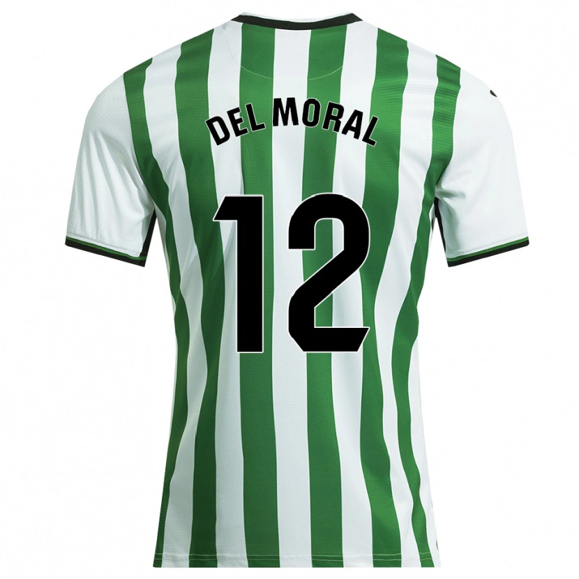 Danxen Uomo Maglia Alberto Del Moral #12 Bianco Verde Kit Gara Home 2025/26 Maglietta