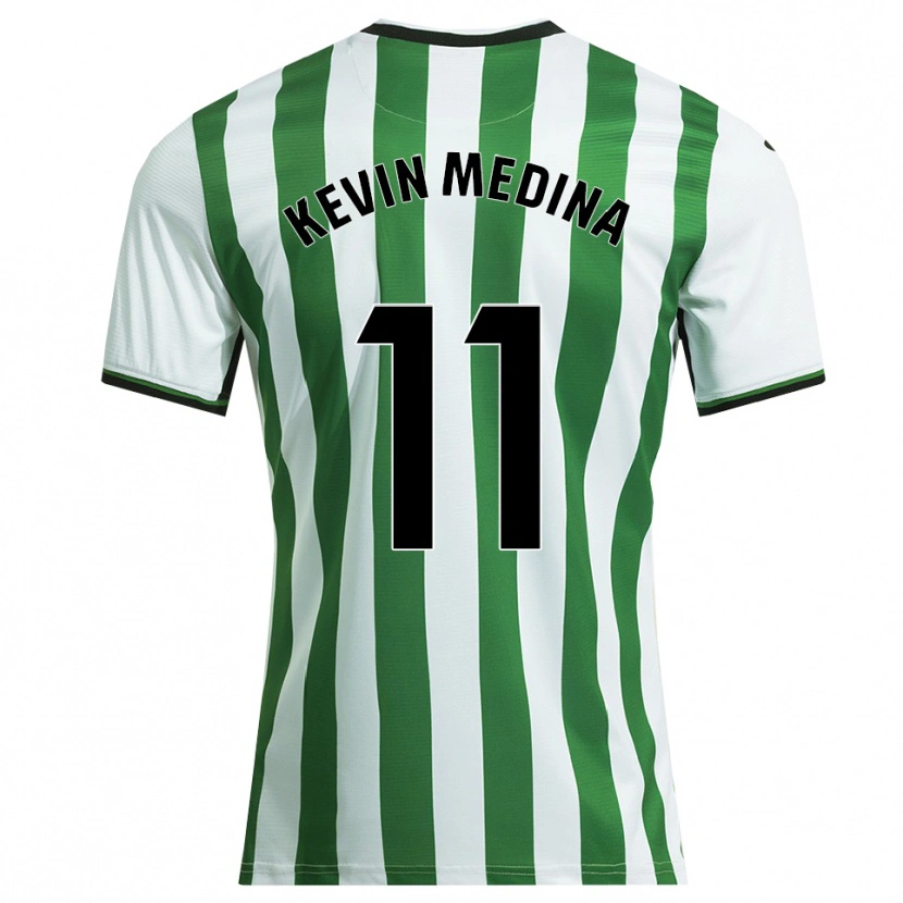 Danxen Uomo Maglia Kevin Medina #11 Bianco Verde Kit Gara Home 2025/26 Maglietta