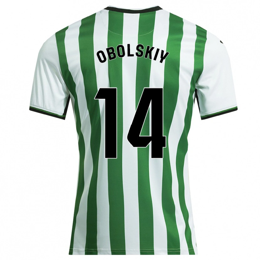 Danxen Uomo Maglia Nikolay Obolskiy #14 Bianco Verde Kit Gara Home 2025/26 Maglietta
