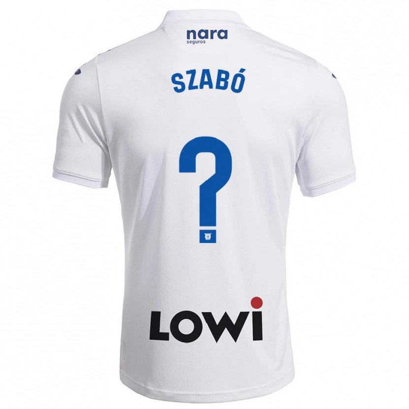 Danxen Uomo Maglia Csongor Szabó #0 Bianco Blu Scuro Kit Gara Home 2025/26 Maglietta