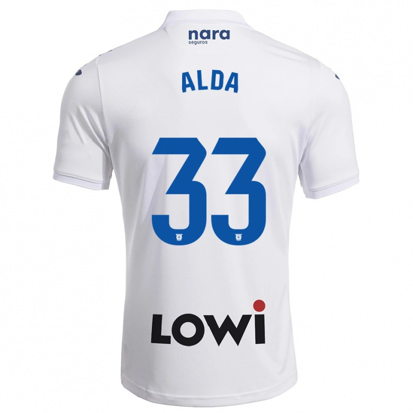 Danxen Uomo Maglia Álex Alda #33 Bianco Blu Scuro Kit Gara Home 2025/26 Maglietta