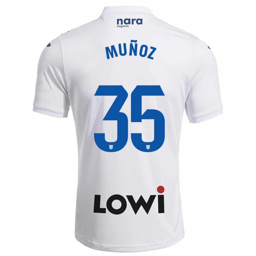 Danxen Uomo Maglia Carlos Muñoz #35 Bianco Blu Scuro Kit Gara Home 2025/26 Maglietta