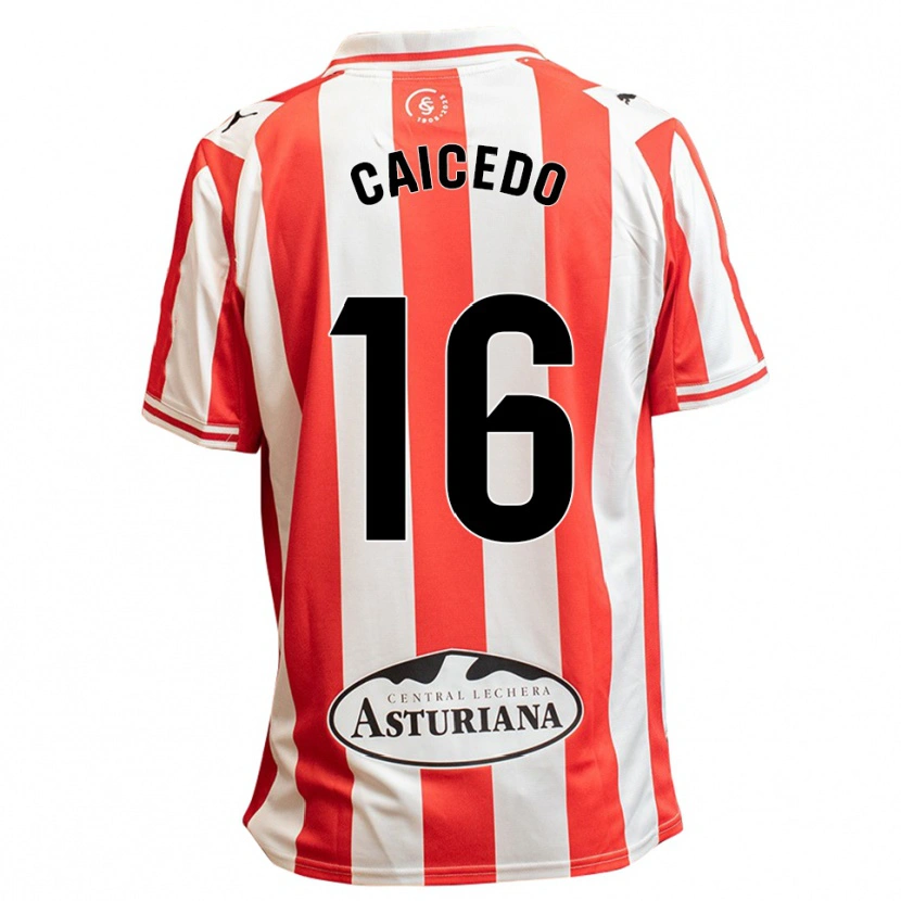 Danxen Uomo Maglia Jordy Caicedo #16 Bianco Rosso Kit Gara Home 2025/26 Maglietta