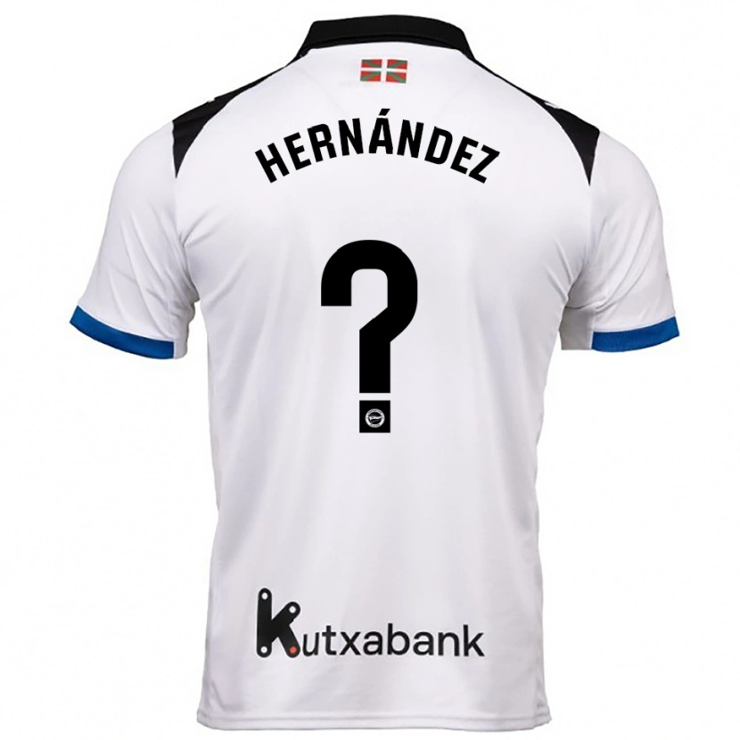 Danxen Uomo Maglia Izei Hernández #0 Bianco Blu Kit Gara Away 2025/26 Maglietta