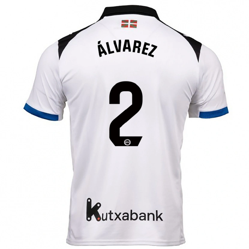 Danxen Uomo Maglia Joseda Álvarez #2 Bianco Blu Kit Gara Away 2025/26 Maglietta