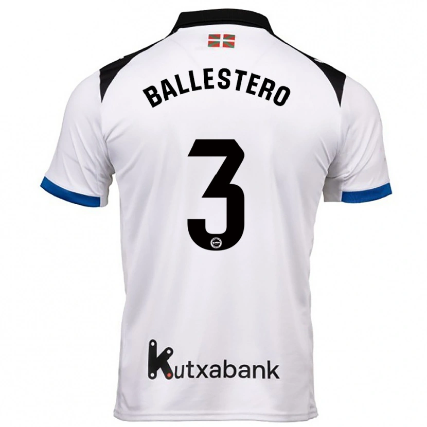 Danxen Uomo Maglia Carlos Ballestero #3 Bianco Blu Kit Gara Away 2025/26 Maglietta