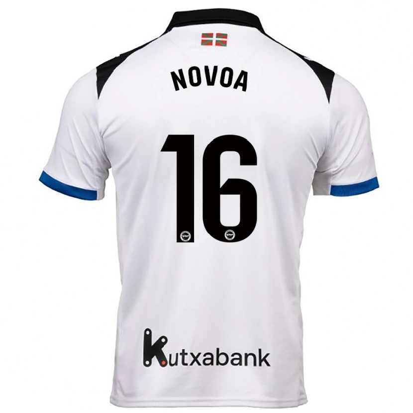 Danxen Uomo Maglia Hugo Novoa #16 Bianco Blu Kit Gara Away 2025/26 Maglietta
