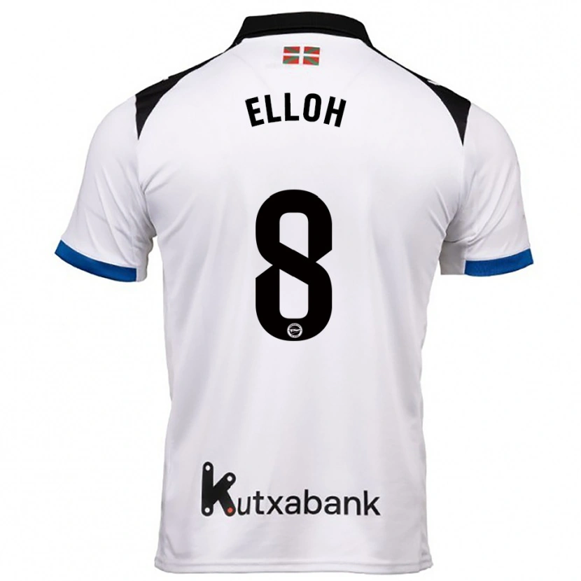 Danxen Uomo Maglia Rebecca Elloh #8 Bianco Blu Kit Gara Away 2025/26 Maglietta