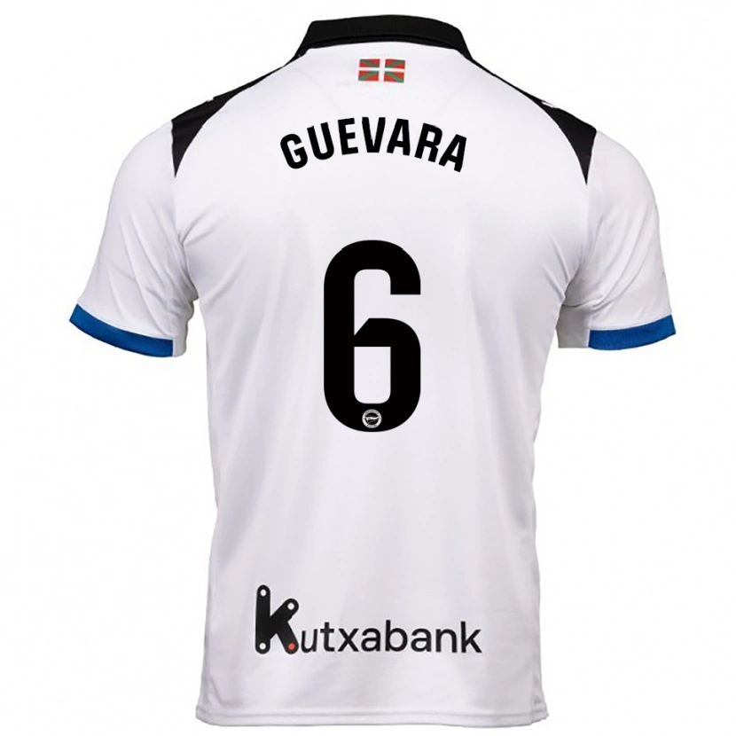 Danxen Uomo Maglia Ander Guevara #6 Bianco Blu Kit Gara Away 2025/26 Maglietta