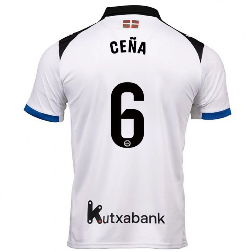 Danxen Uomo Maglia Marcos Ceña #6 Bianco Blu Kit Gara Away 2025/26 Maglietta