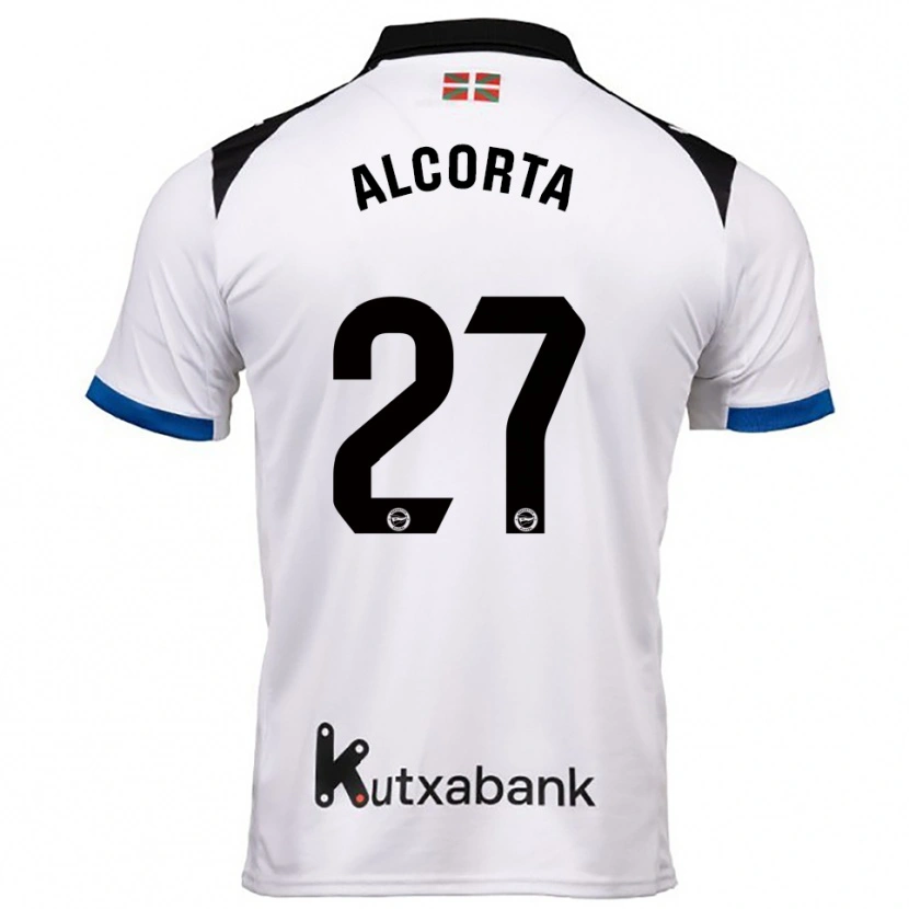Danxen Uomo Maglia Alaitz Alcorta #27 Bianco Blu Kit Gara Away 2025/26 Maglietta