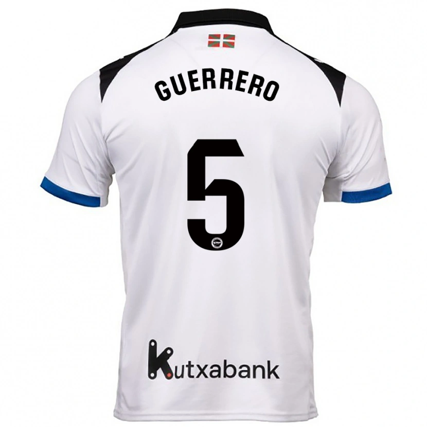 Danxen Uomo Maglia Ángel Guerrero #5 Bianco Blu Kit Gara Away 2025/26 Maglietta