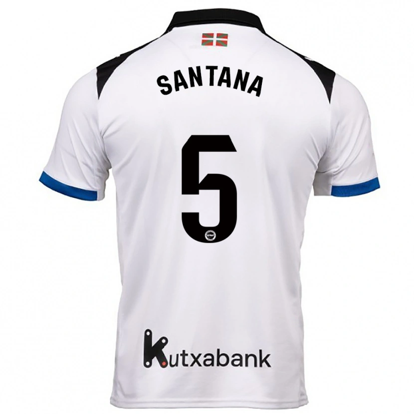 Danxen Uomo Maglia Vanesa Santana #5 Bianco Blu Kit Gara Away 2025/26 Maglietta