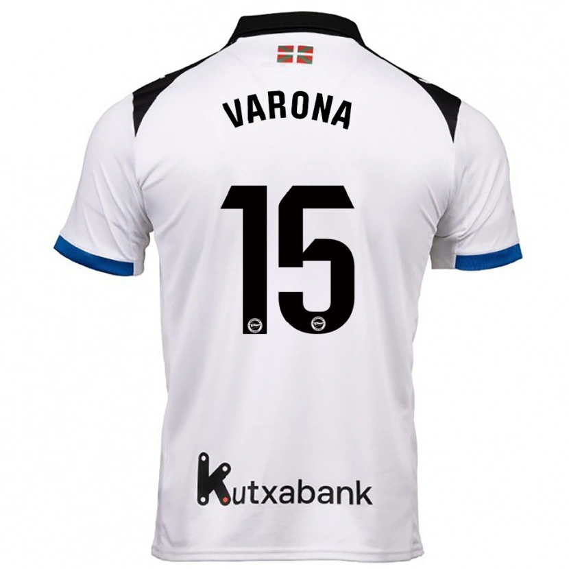 Danxen Uomo Maglia Ander Varona #15 Bianco Blu Kit Gara Away 2025/26 Maglietta
