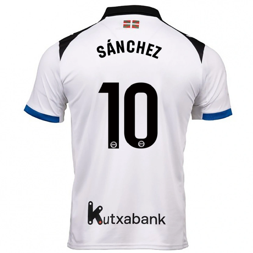 Danxen Uomo Maglia Ander Sánchez #10 Bianco Blu Kit Gara Away 2025/26 Maglietta