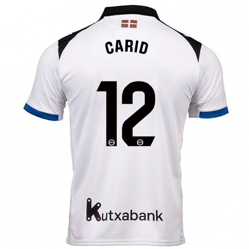 Danxen Uomo Maglia Andrea Carid #12 Bianco Blu Kit Gara Away 2025/26 Maglietta