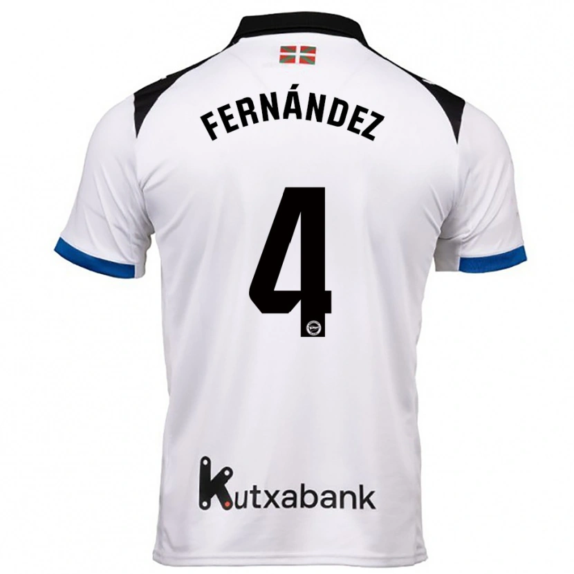 Danxen Uomo Maglia Aritz Fernández #4 Bianco Blu Kit Gara Away 2025/26 Maglietta