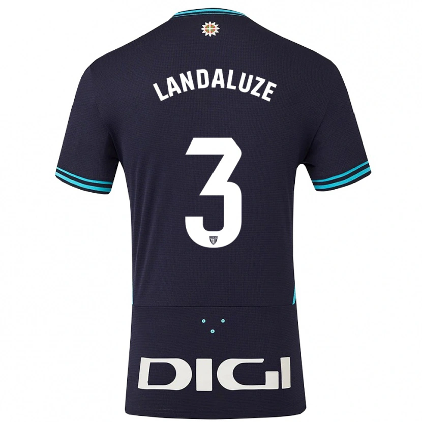 Danxen Uomo Maglia Naia Landaluze Marquínez #3 Blu Scuro Azzurro Kit Gara Away 2025/26 Maglietta