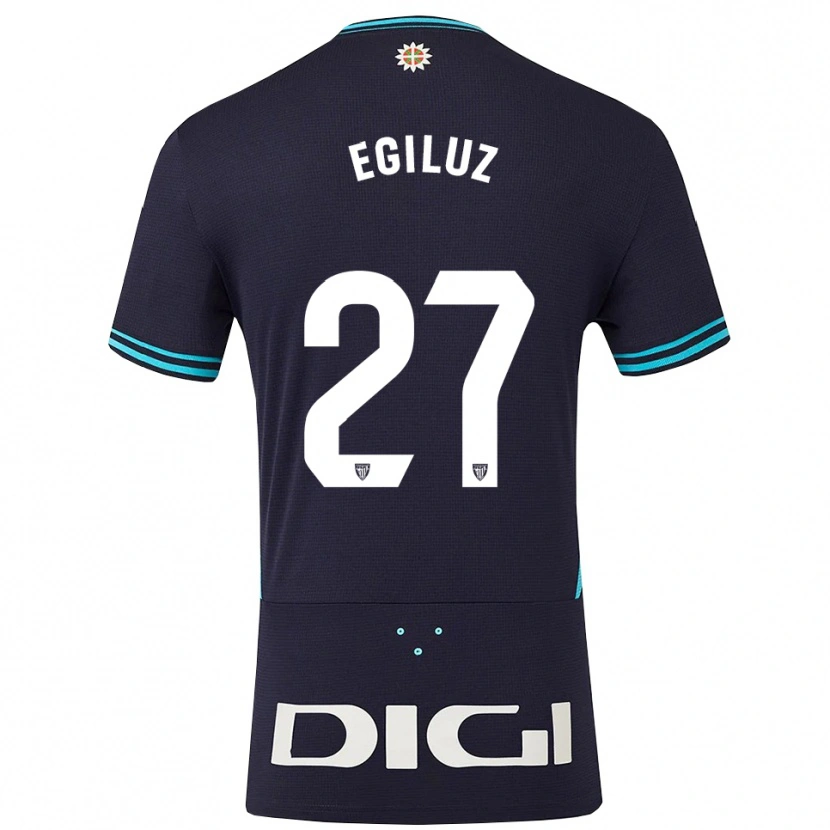 Danxen Uomo Maglia Unai Egiluz #27 Blu Scuro Azzurro Kit Gara Away 2025/26 Maglietta