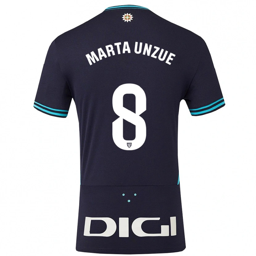 Danxen Uomo Maglia Marta Unzué Urdániz #8 Blu Scuro Azzurro Kit Gara Away 2025/26 Maglietta