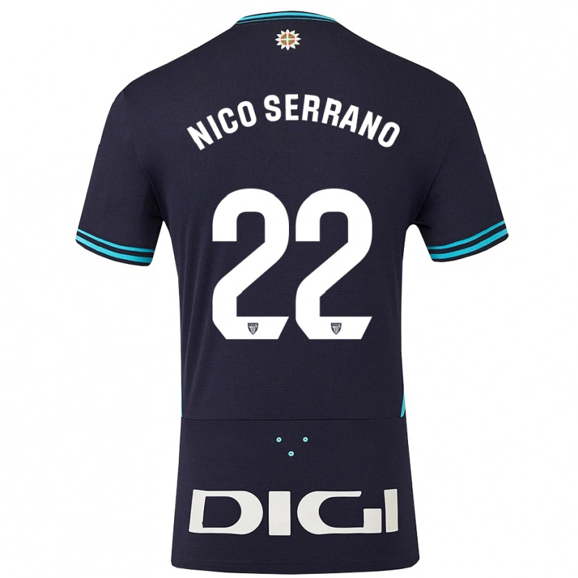 Danxen Uomo Maglia Nico Serrano #22 Blu Scuro Azzurro Kit Gara Away 2025/26 Maglietta