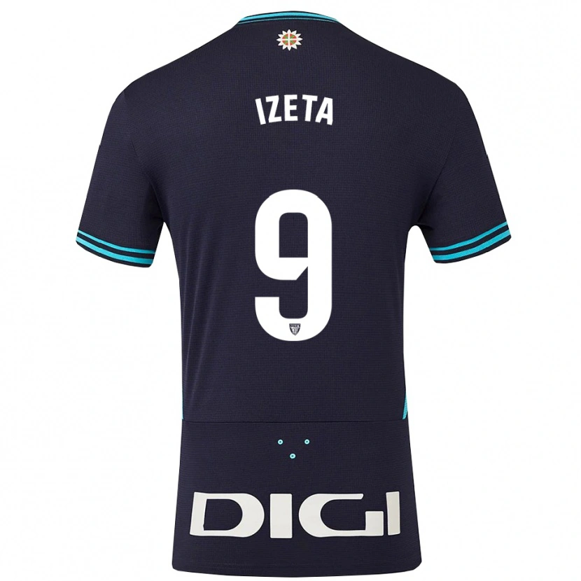 Danxen Uomo Maglia Urko Izeta #9 Blu Scuro Azzurro Kit Gara Away 2025/26 Maglietta