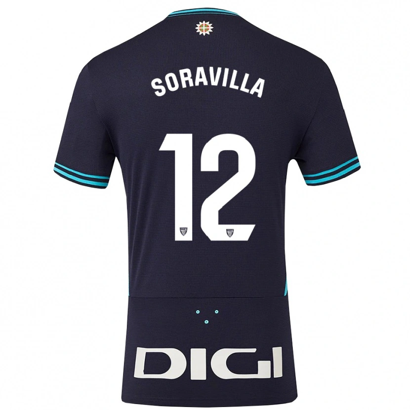 Danxen Uomo Maglia Ander Soravilla #12 Blu Scuro Azzurro Kit Gara Away 2025/26 Maglietta