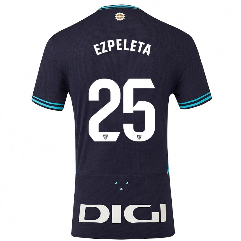 Danxen Uomo Maglia Ander Ezpeleta #25 Blu Scuro Azzurro Kit Gara Away 2025/26 Maglietta