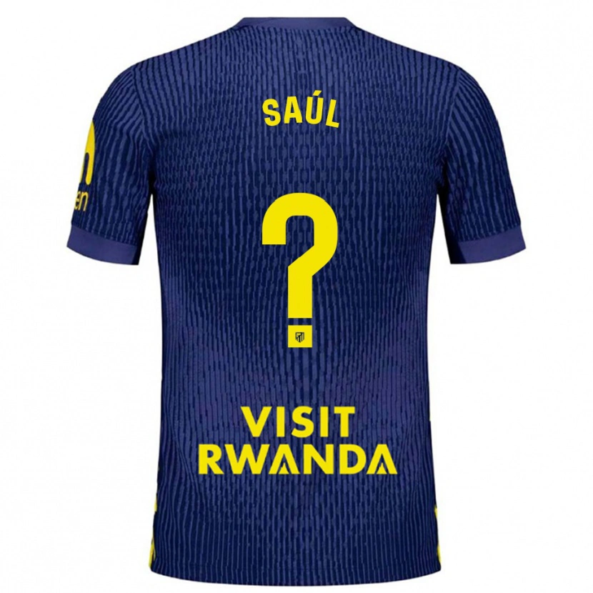 Danxen Uomo Maglia Saúl Fernández #0 Blu Scuro Giallo Kit Gara Away 2025/26 Maglietta