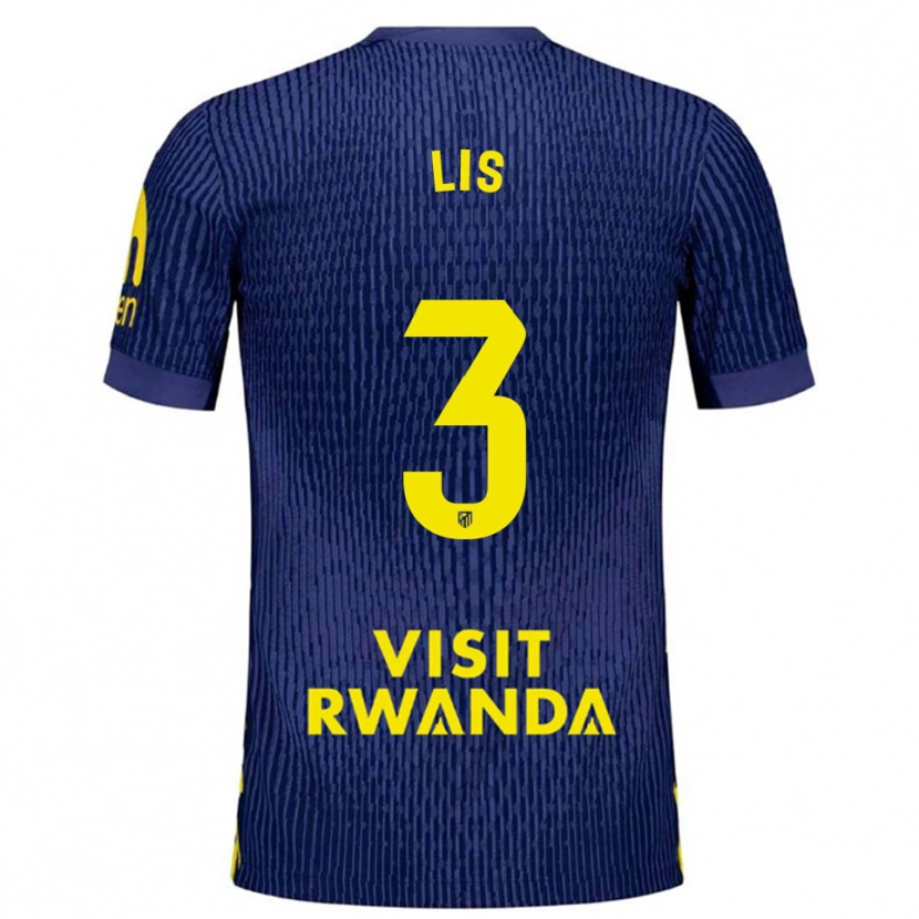 Danxen Uomo Maglia Adrian Lis #3 Blu Scuro Giallo Kit Gara Away 2025/26 Maglietta