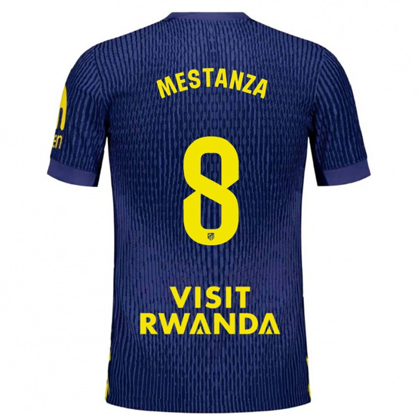 Danxen Uomo Maglia Alejandro Mestanza #8 Blu Scuro Giallo Kit Gara Away 2025/26 Maglietta