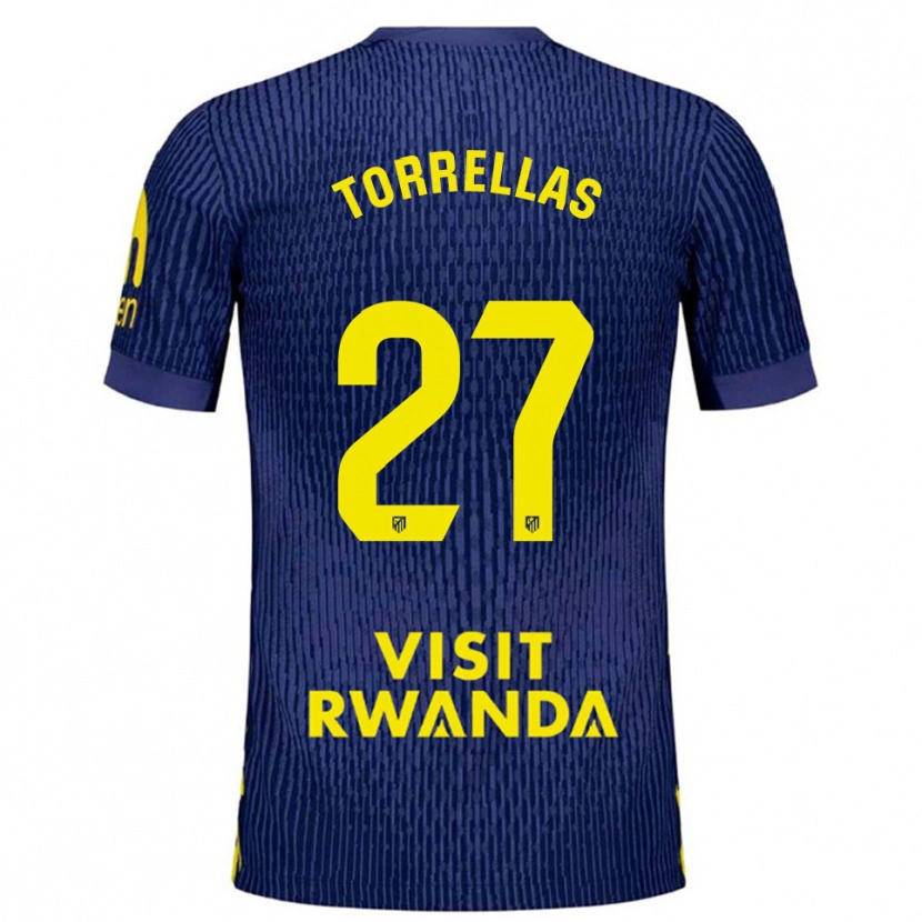 Danxen Uomo Maglia Óscar Torrellas #27 Blu Scuro Giallo Kit Gara Away 2025/26 Maglietta