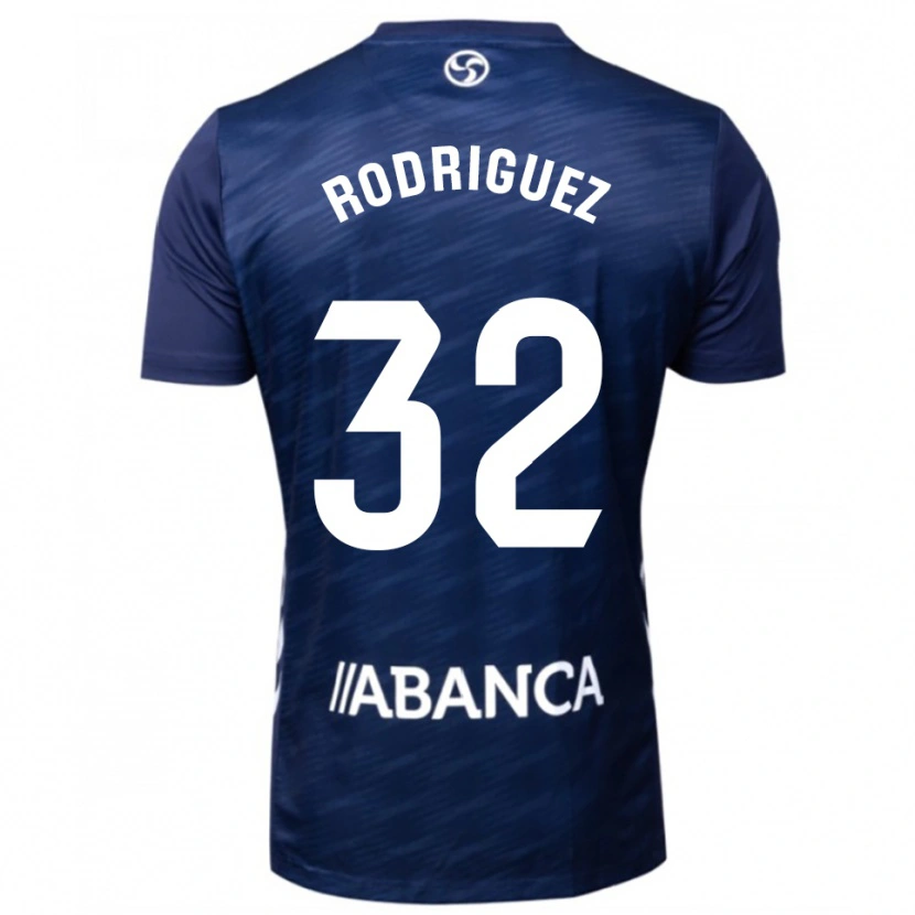 Danxen Uomo Maglia Javi Rodríguez #32 Blu Scuro Bianco Kit Gara Away 2025/26 Maglietta