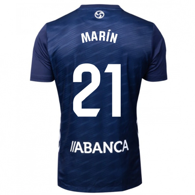 Danxen Uomo Maglia Álvaro Marín #21 Blu Scuro Bianco Kit Gara Away 2025/26 Maglietta