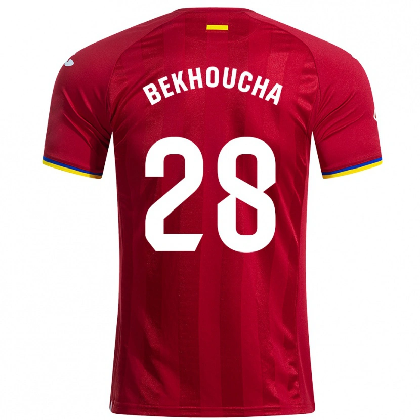 Danxen Uomo Maglia Ismael Bekhoucha #28 Rosso Giallo Blu Kit Gara Away 2025/26 Maglietta